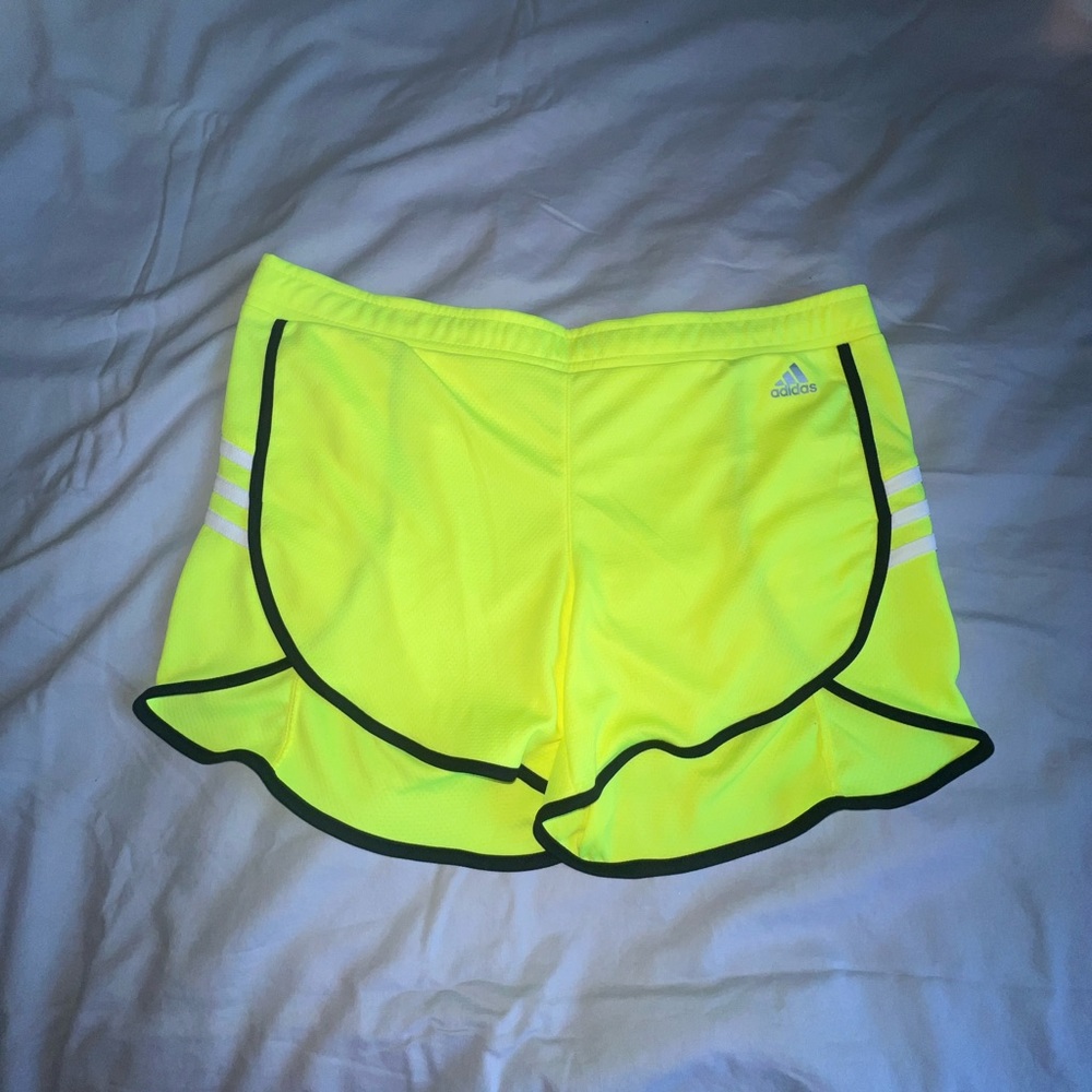 Womens Adidas Neon Yellow Climalite Shorts